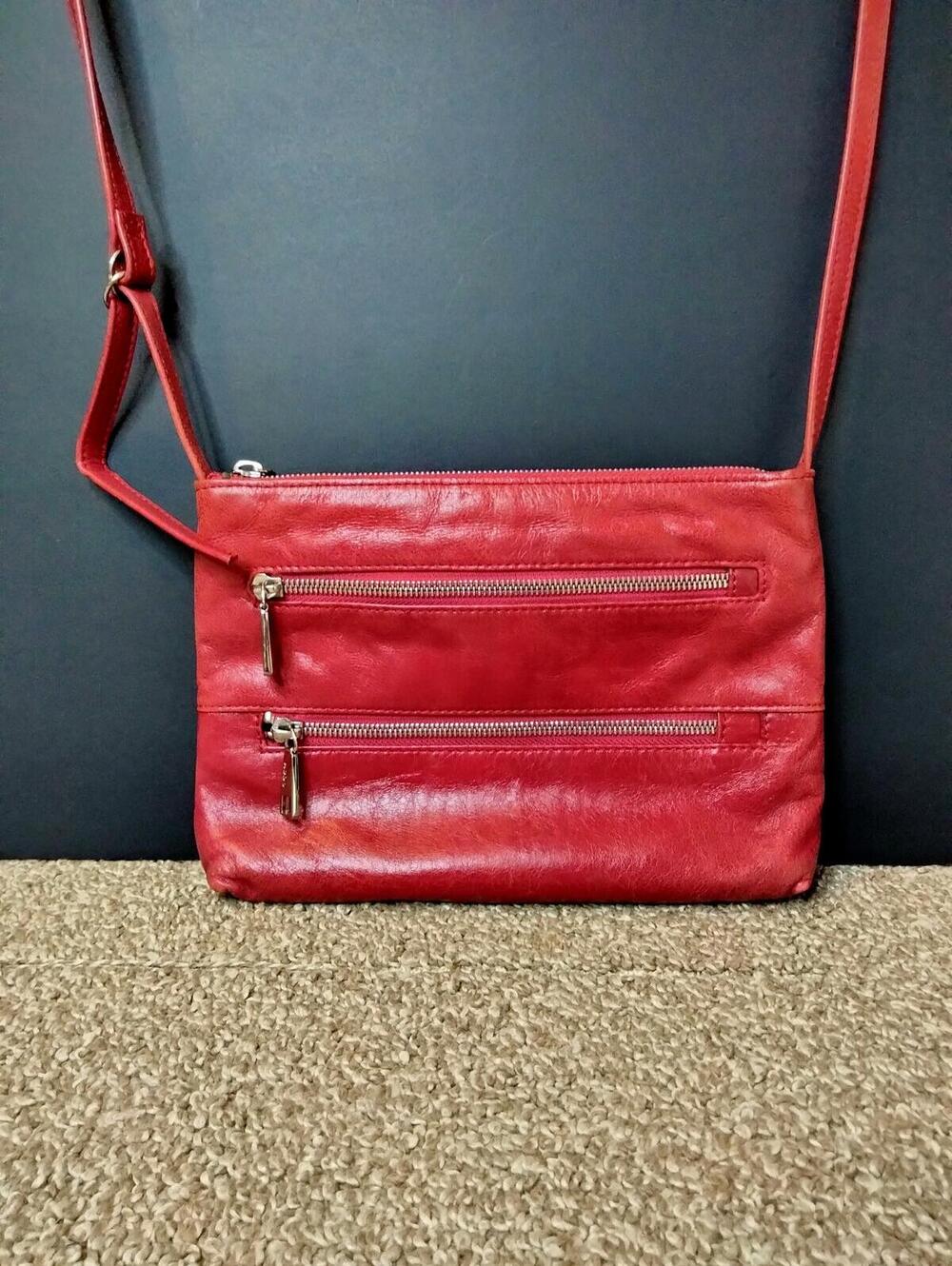 HOBO International Mara Crossbody Bag - Red Leather Purse - Y2K Vintage